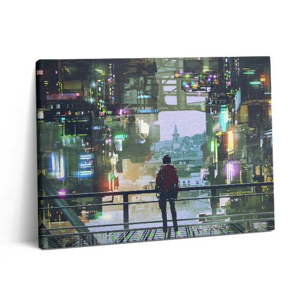 Pictură pe pânză 80x60 Orașul Cyberpunk