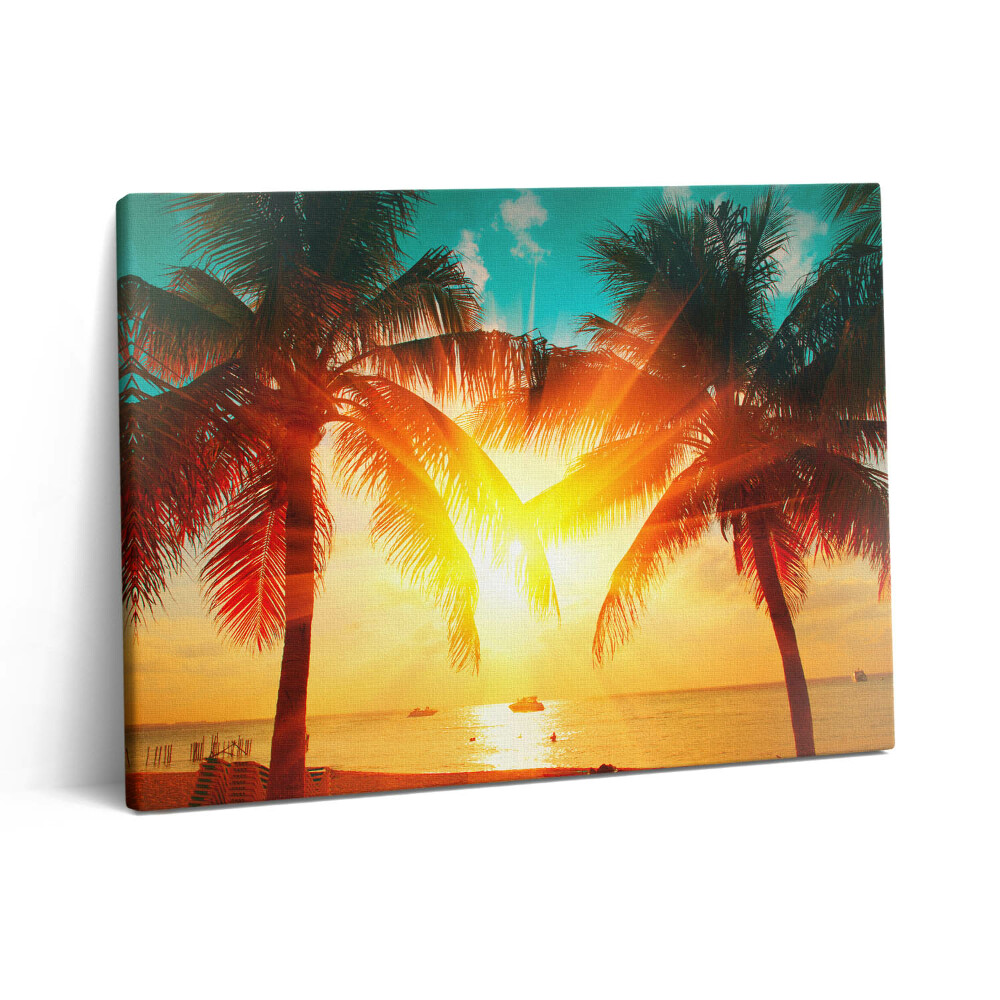 Pictură pe pânză 80x60 Vedere de vacanță - Palmieri la apus