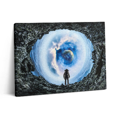 Pictură pe pânză 80x60 Gaură spațială și astronaut