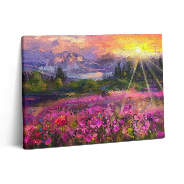Pictură pe pânză 80x60 Pajiște la apus