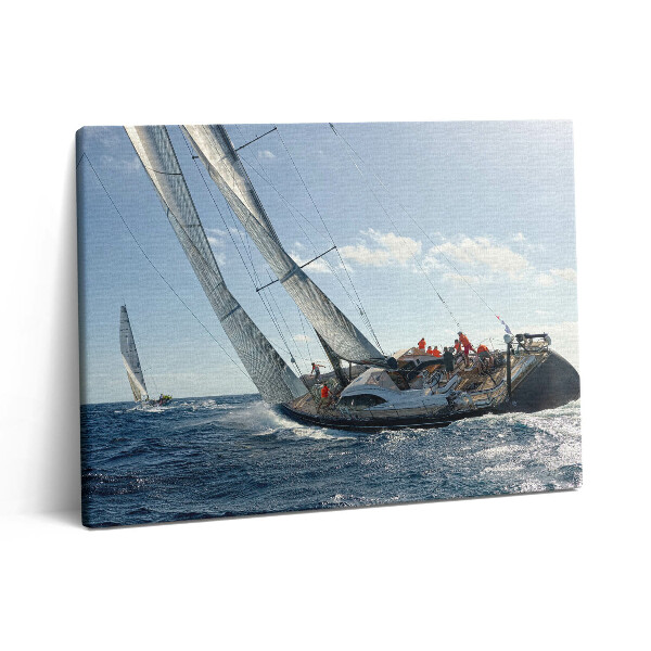 Pictură pe pânză 80x60 Regata de iahturi cu pânze