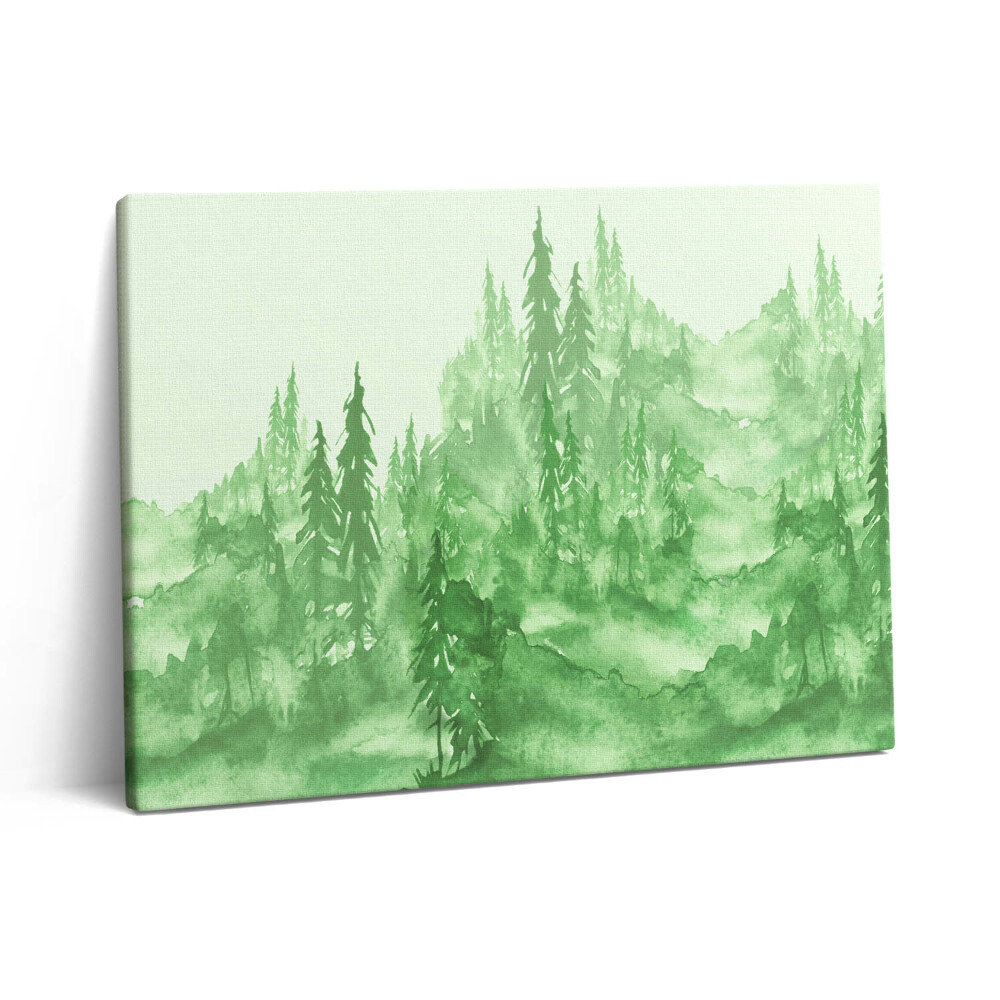 Pictură pe pânză 80x60 Natura pictată cu pădure verde