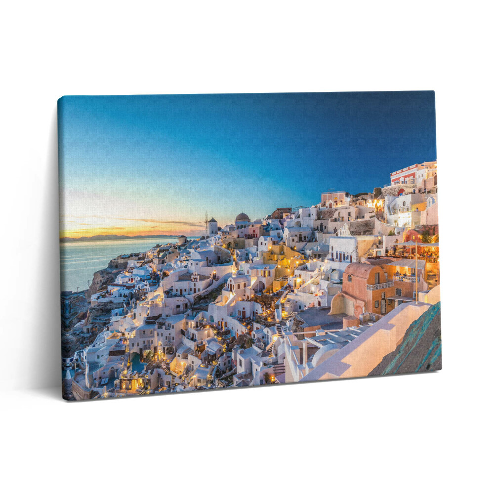 Pictură pe pânză 80x60 Apus de soare în Santorini