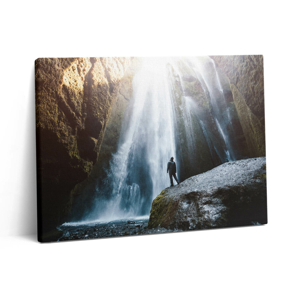 Pictură pe pânză 80x60 Vedere a cascadei Gljufrabui