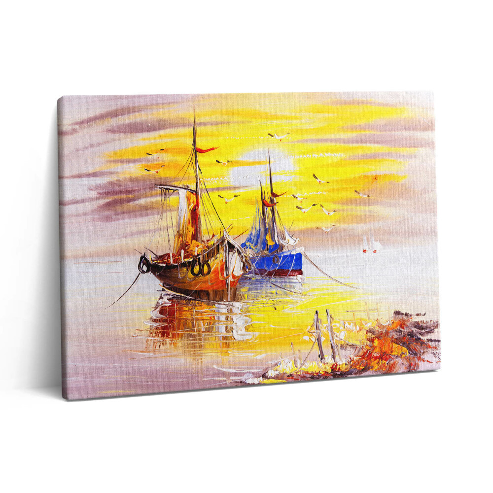 Pictură pe pânză 80x60 Bărci pictate