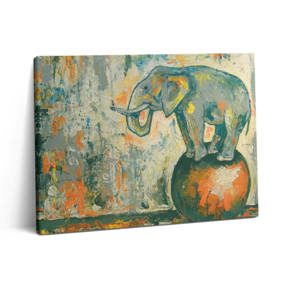 Pictură pe pânză 80x60 Figură pictată a unui elefant pe o minge