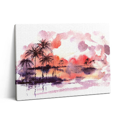 Pictură pe pânză 80x60 Peisaj tropical în acuarelă