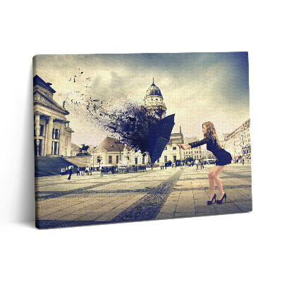 Pictură pe pânză 80x60 Femeie cu o umbrelă