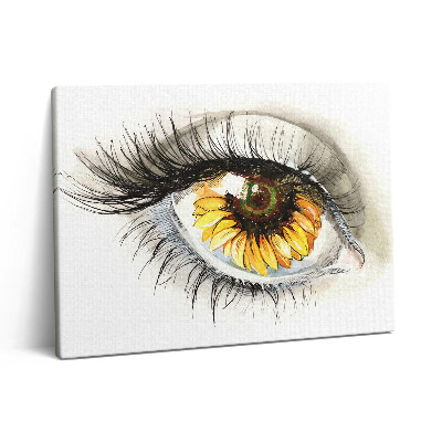 Pictură pe pânză 80x60 Reflexia florii-soarelui în ochi