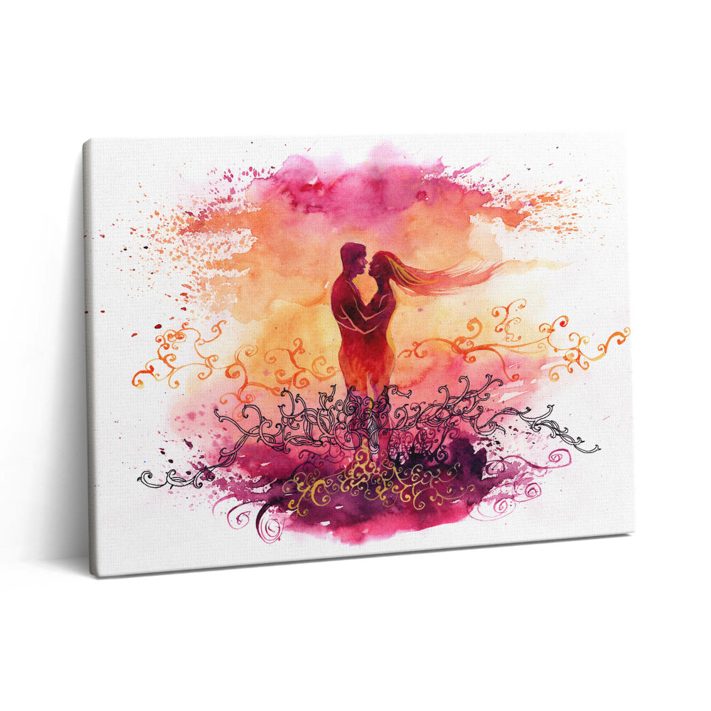 Pictură pe pânză 80x60 Un cuplu îndrăgostit la apus