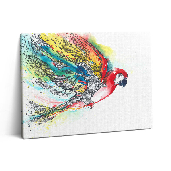Pictură pe pânză 80x60 Papagal colorat în acuarelă în zbor