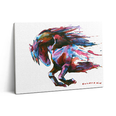 Pictură pe pânză 80x60 Acuarelă Cap de cal lucrând