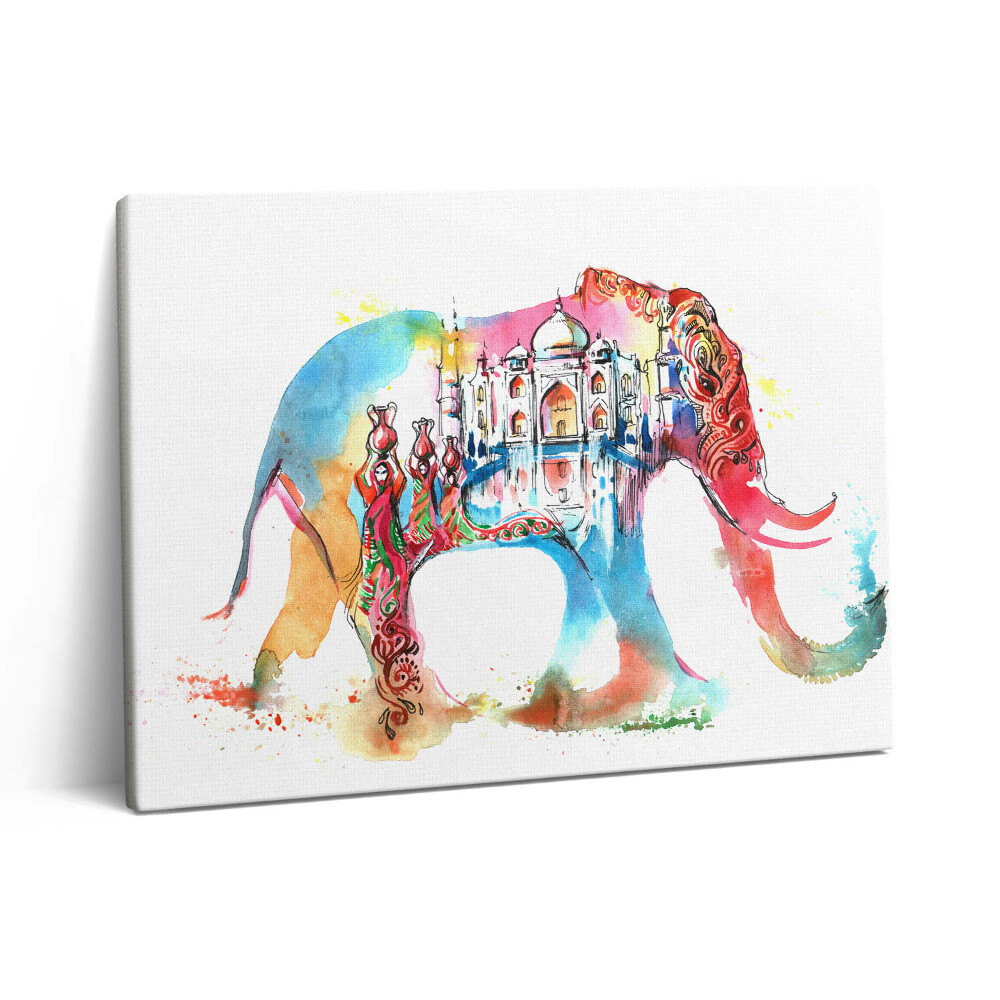 Pictură pe pânză 80x60 Cultura indiană - Abstractizare elefant