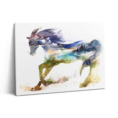 Pictură pe pânză 80x60 Calul și peisajul pictat