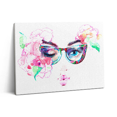 Pictură pe pânză 80x60 Fața unei femei cu ochelari