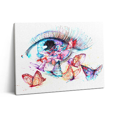 Pictură pe pânză 80x60 Ochi și fluturi pictați color