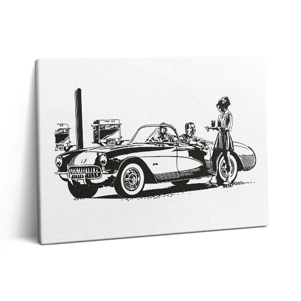 Pictură pe pânză 80x60 Ilustrație de mașină retro