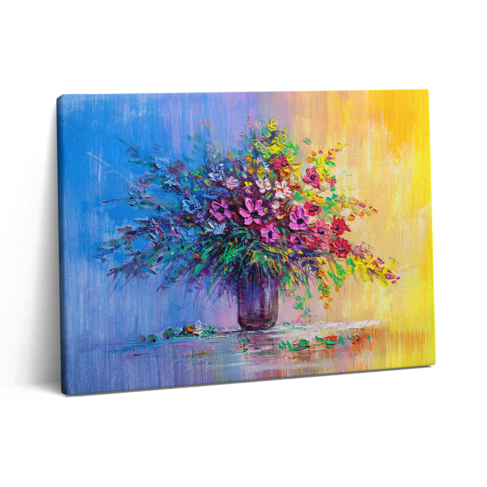 Pictură pe pânză 80x60 Flori într-o vază