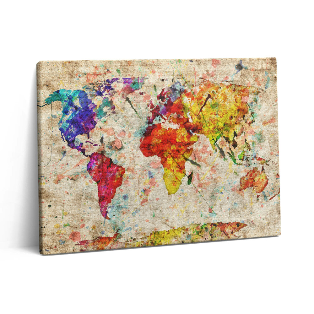 Pictură pe pânză 80x60 Hartă colorată a lumii