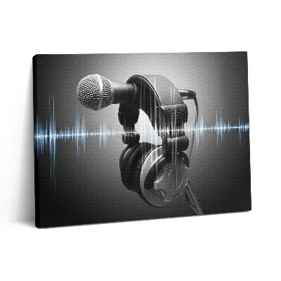 Pictură pe pânză 80x60 Microfon și căști