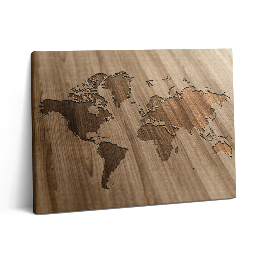 Pictură pe pânză 80x60 Hartă a lumii pe lemn