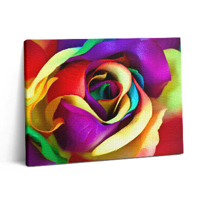 Pictură pe pânză 80x60 Trandafir Curcubeu