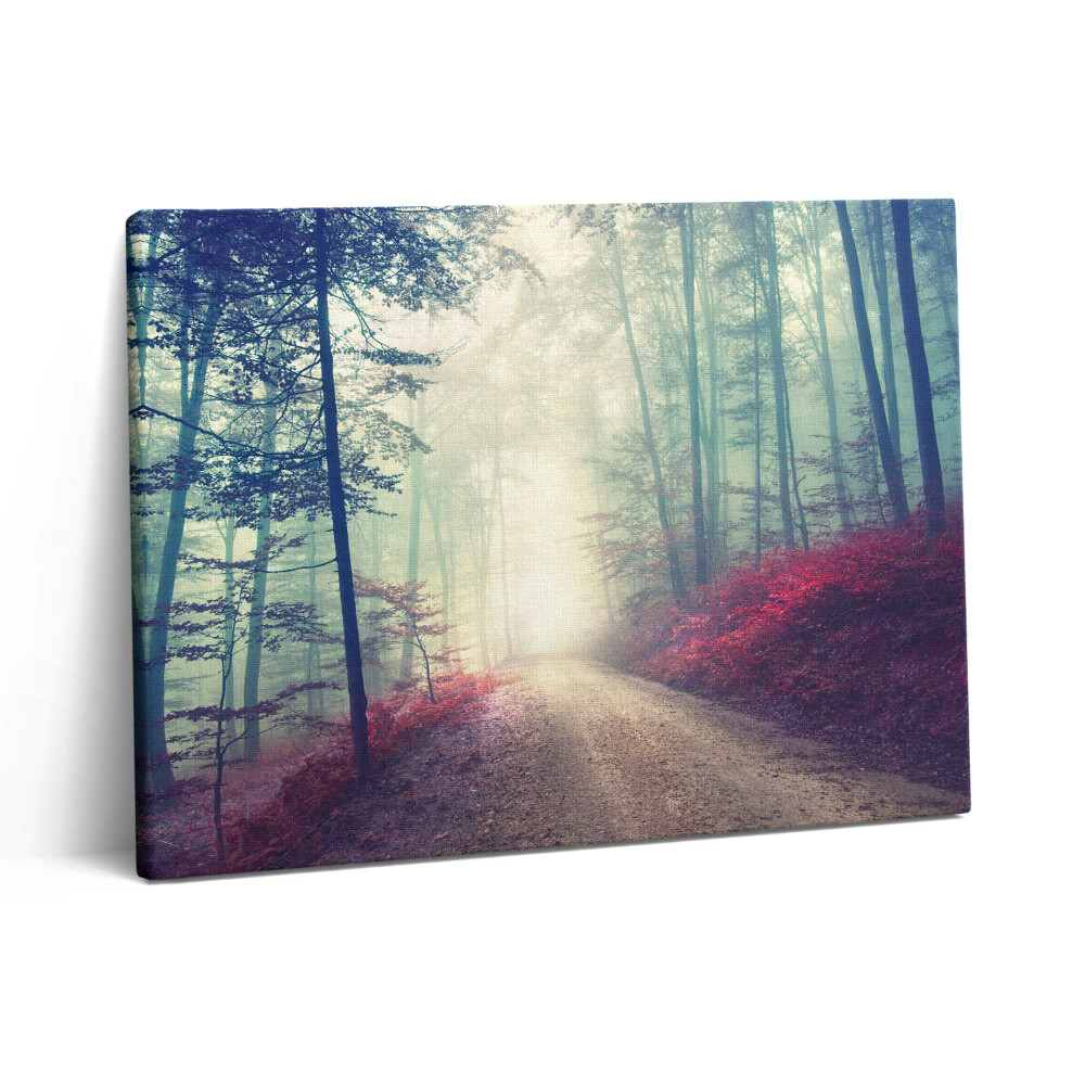 Pictură pe pânză 80x60 Drum în pădurea cețoasă de toamnă