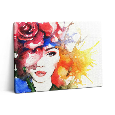 Pictură pe pânză 80x60 Portret colorat al unei femei