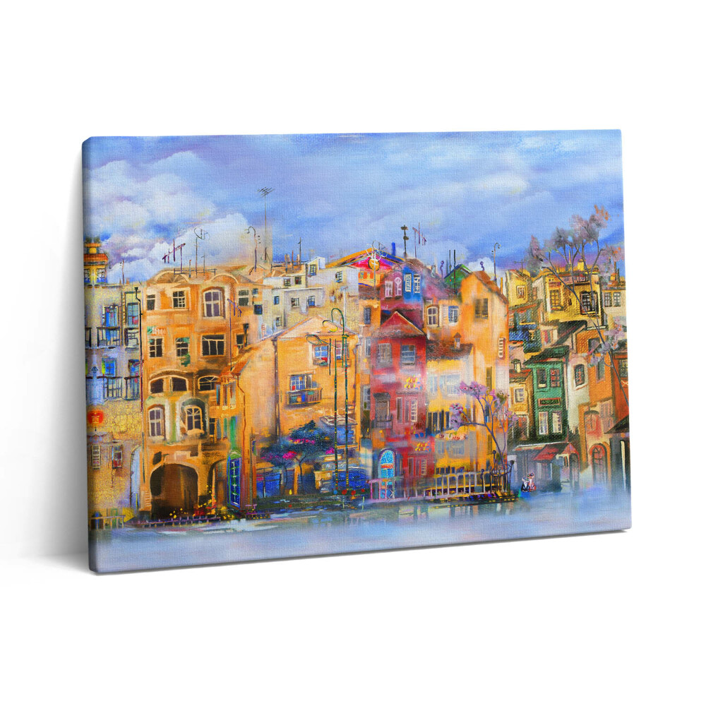 Pictură pe pânză 80x60 Pictură în ulei care înfățișează arhitectura orașului