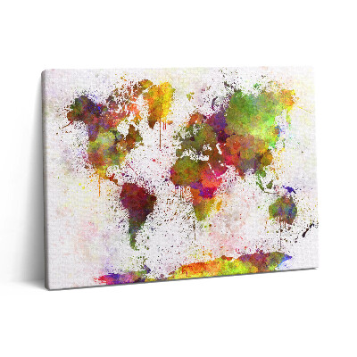 Pictură pe pânză 80x60 Hartă a lumii în acuarelă