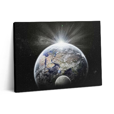 Pictură pe pânză 80x60 Vedere a Pământului și a Lunii