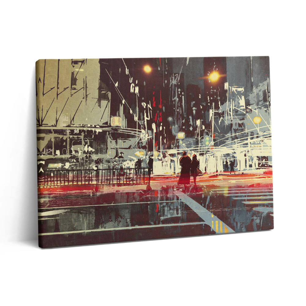 Pictură pe pânză 80x60 Scenă de oraș nocturnă