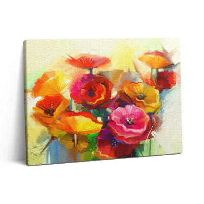 Pictură pe pânză 80x60 Maci colorați