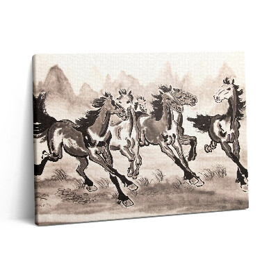 Pictură pe pânză 80x60 Cai galopând