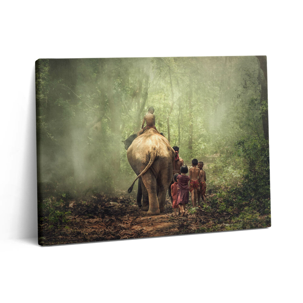 Pictură pe pânză 80x60 Copii și un elefant