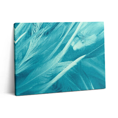 Pictură pe pânză 80x60 Pană vintage verde și turcoaz