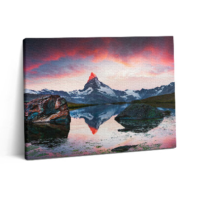 Pictură pe pânză 80x60 Lacul Stellisee Matterhorn