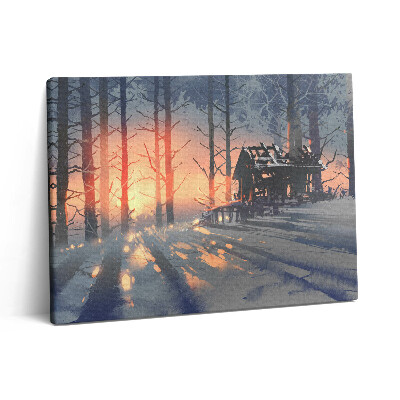 Pictură pe pânză 80x60 Peisaj de copaci de iarnă