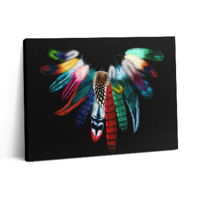 Pictură pe pânză 80x60 Pene de pasăre colorate