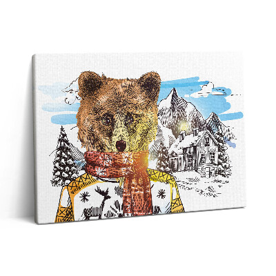 Pictură pe pânză 80x60 Ursul într-o eșarfă