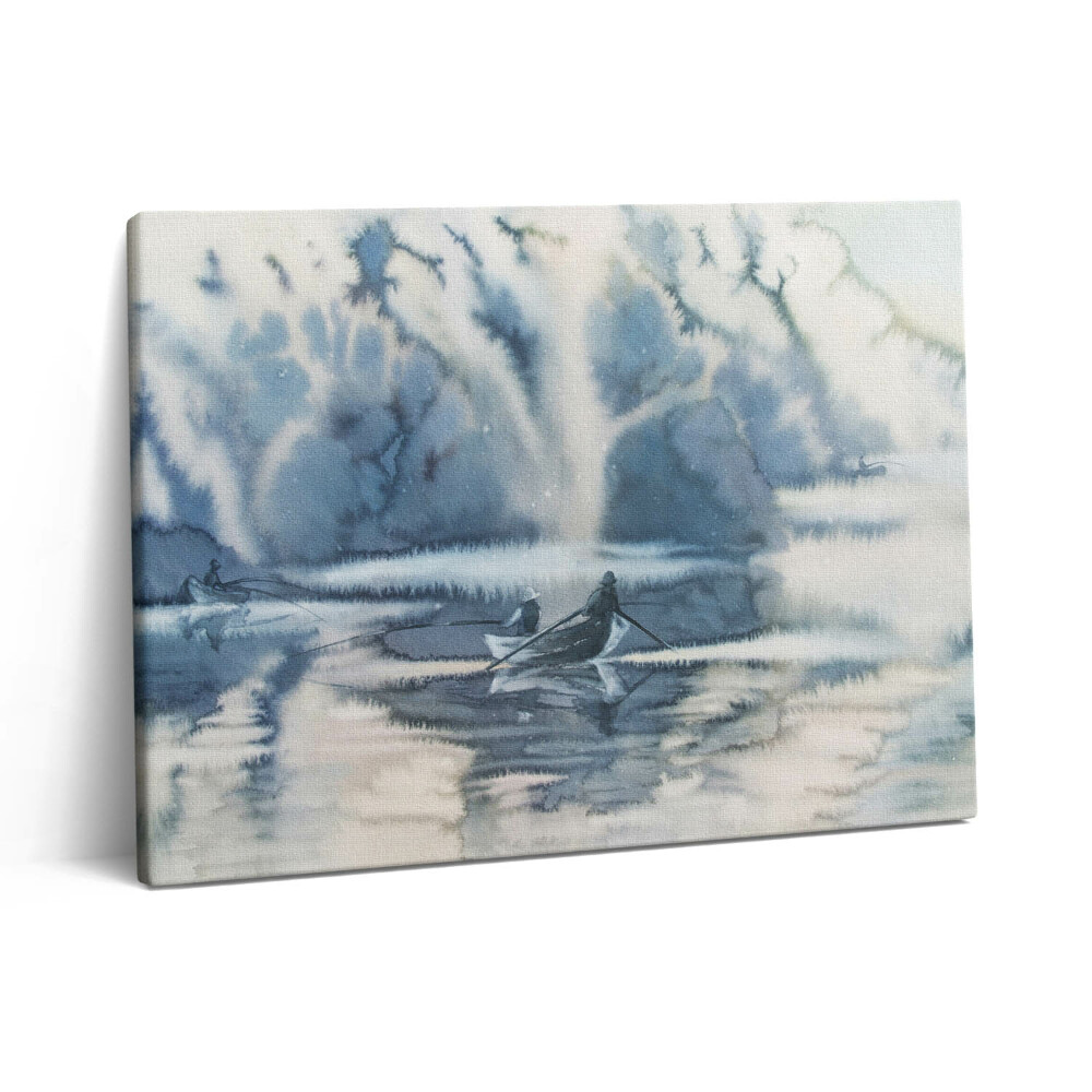 Pictură pe pânză 80x60 Pescar pe lac