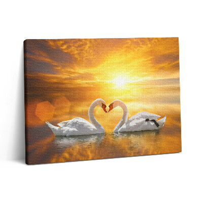 Pictură pe pânză 80x60 Lebede îndrăgostite