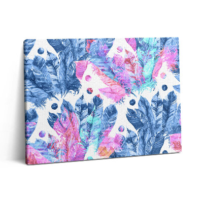 Pictură pe pânză 80x60 Pene colorate