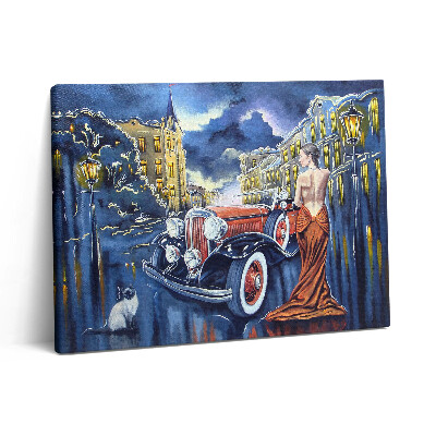 Pictură pe pânză 80x60 Mașină retro veche