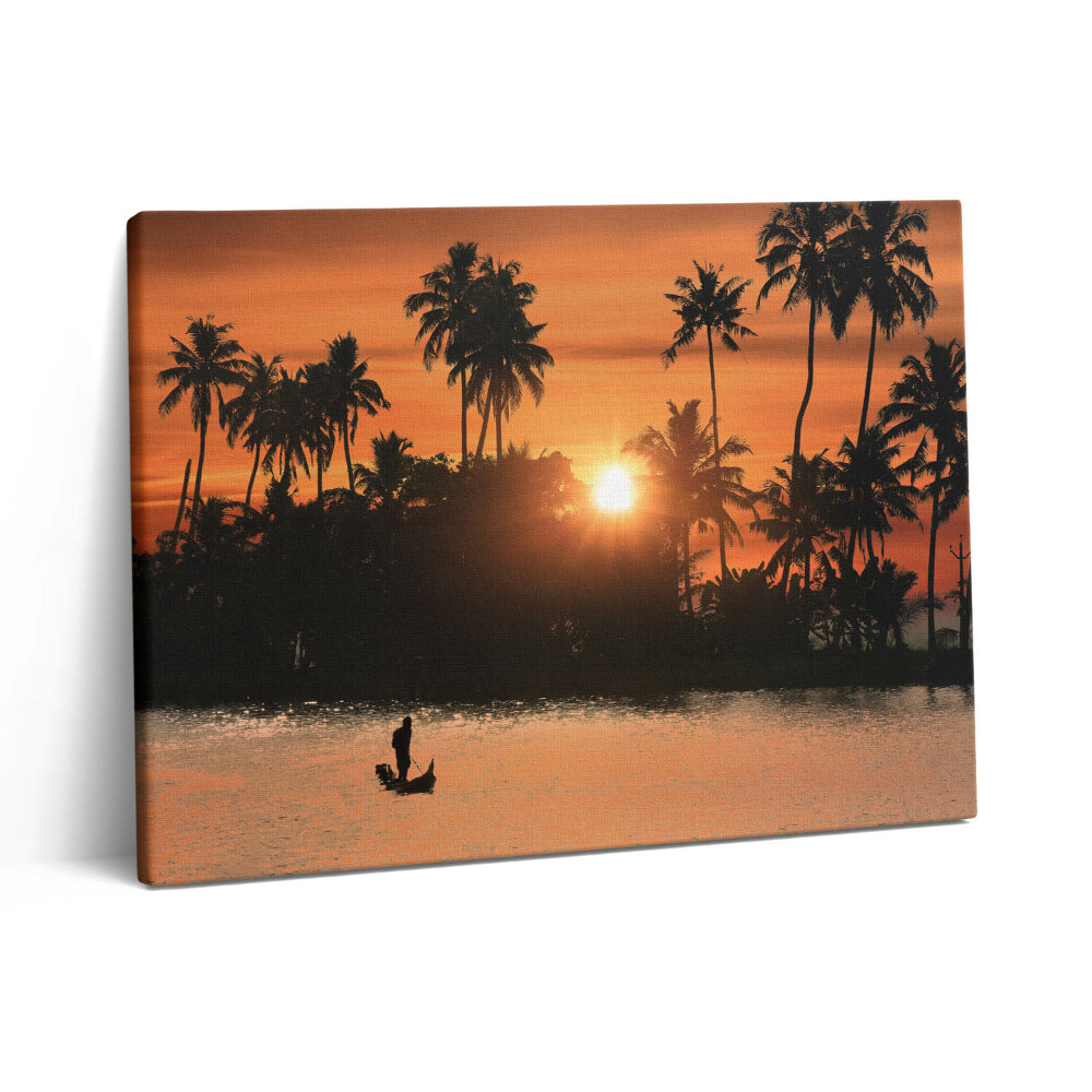 Pictură pe pânză 80x60 Apus de soare și palmieri în vacanță