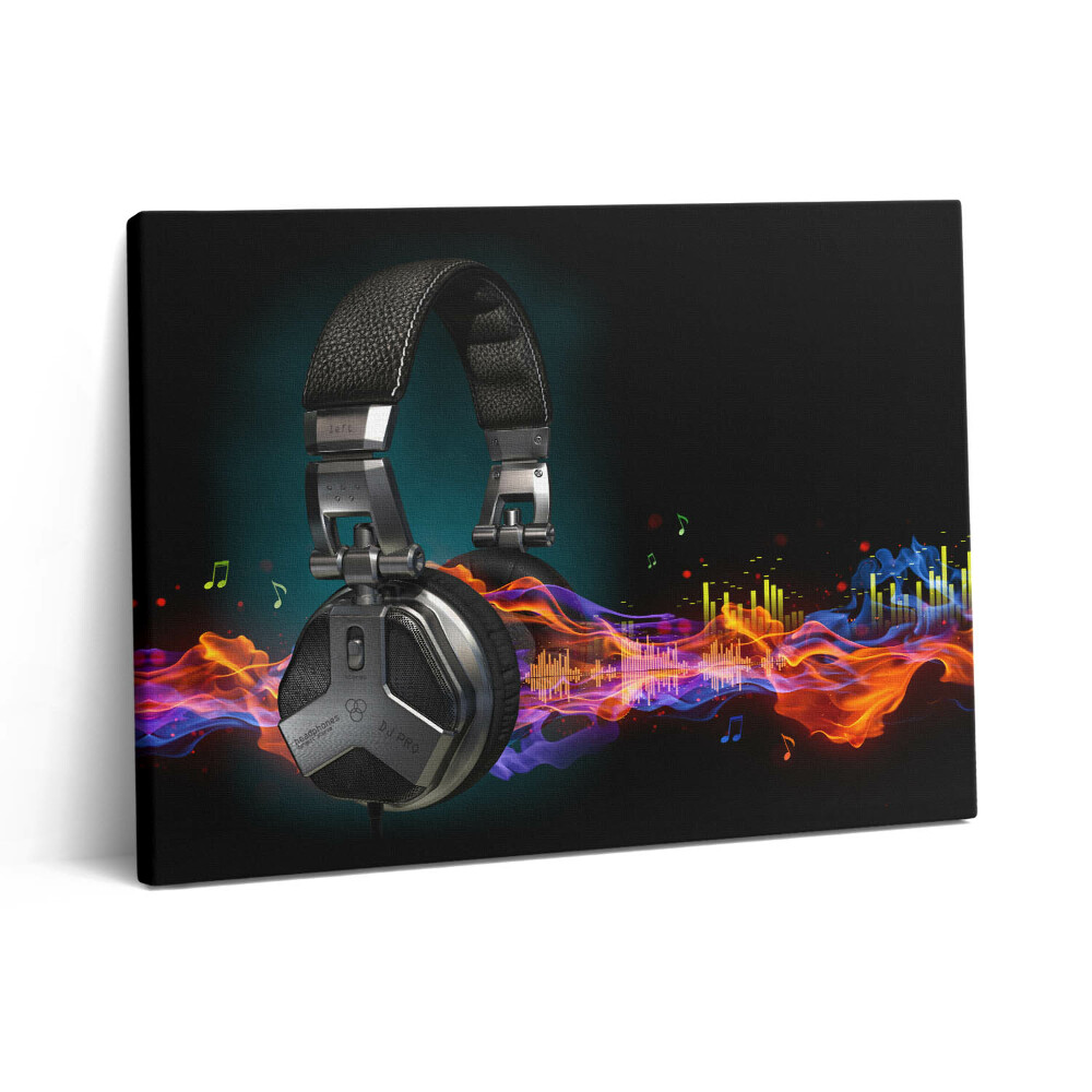 Pictură pe pânză 80x60 Căști și unde sonore