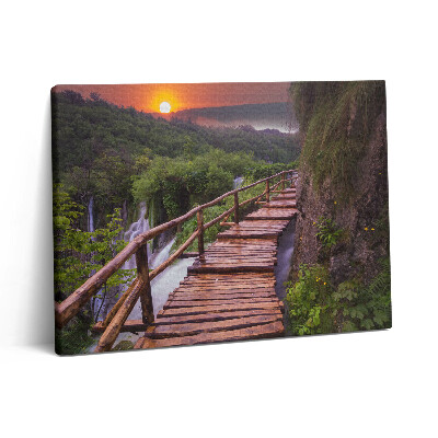 Pictură pe pânză 80x60 Drumul deasupra copacilor și munților