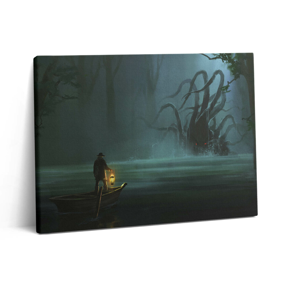 Pictură pe pânză 80x60 Omul și monstrul în mlaștină