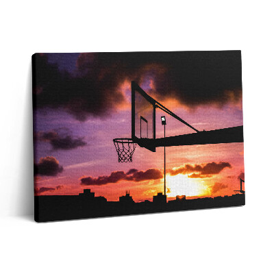 Pictură pe pânză 80x60 Baschetul și apusul soarelui
