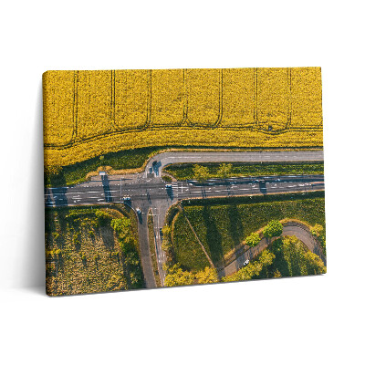 Pictură pe pânză 80x60 Câmpuri fotografiate de o dronă în Poznań